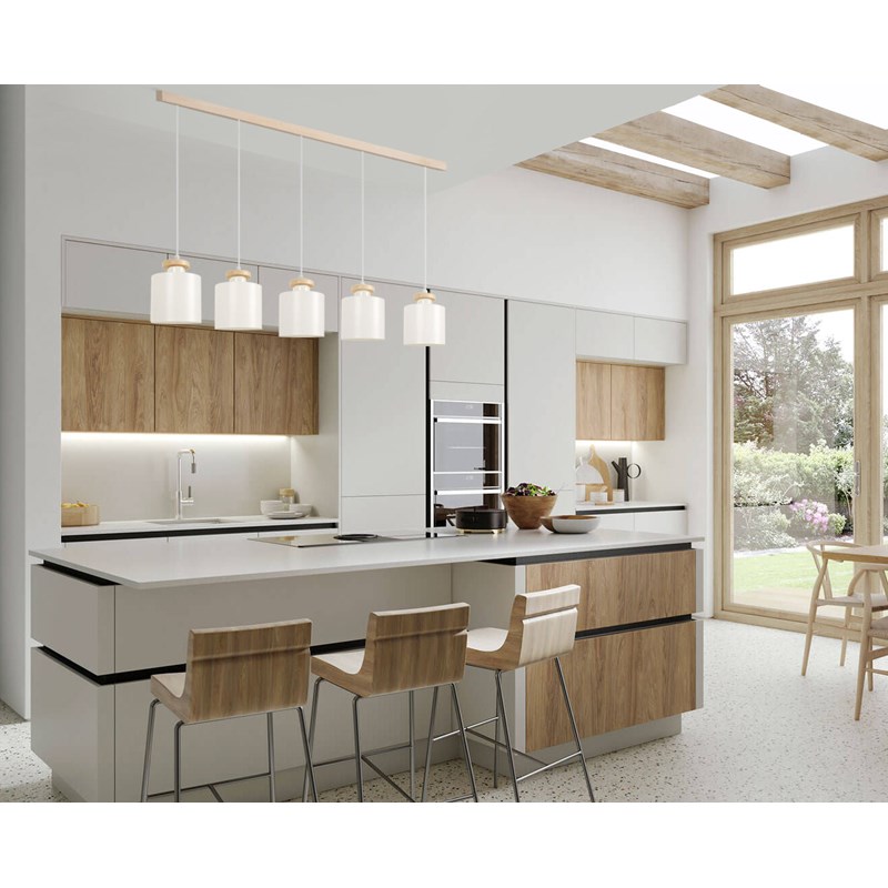 Tosel - Suspension bois et métal ivoire 90cm