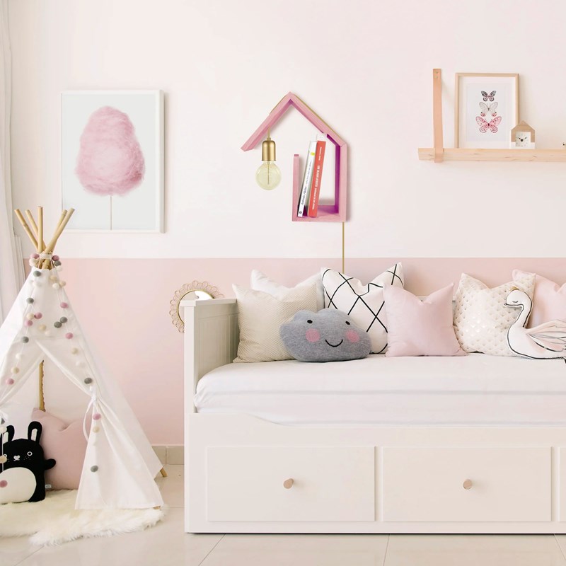 Tosel - Applique maison bois rose 15cm