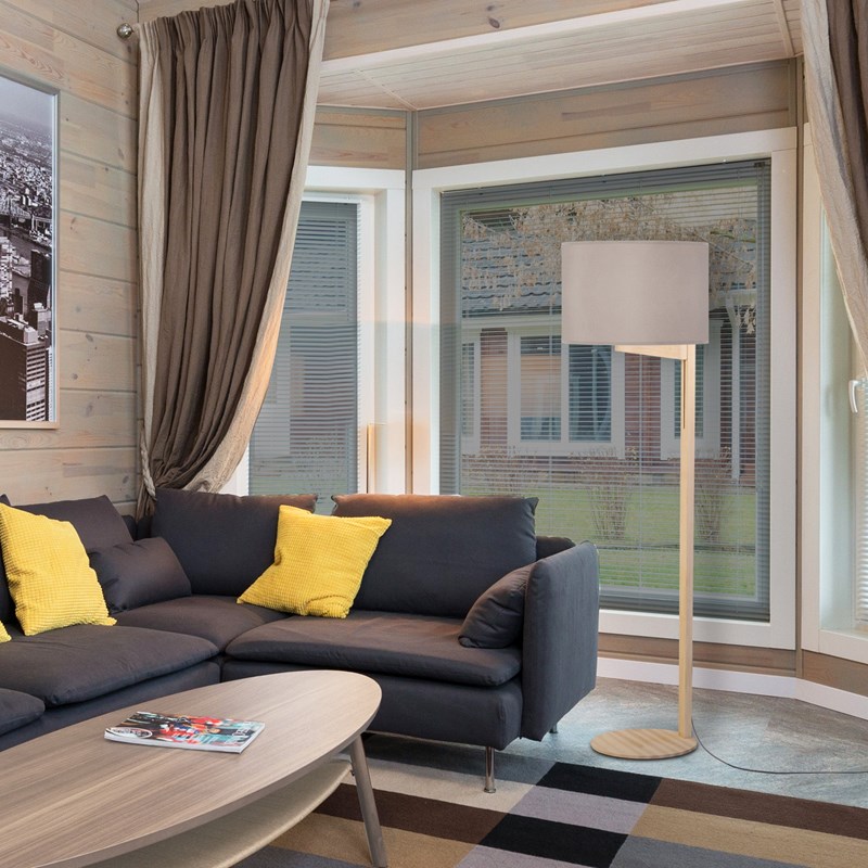 Tosel - Lampadaire bois et abj taupe 45cm
