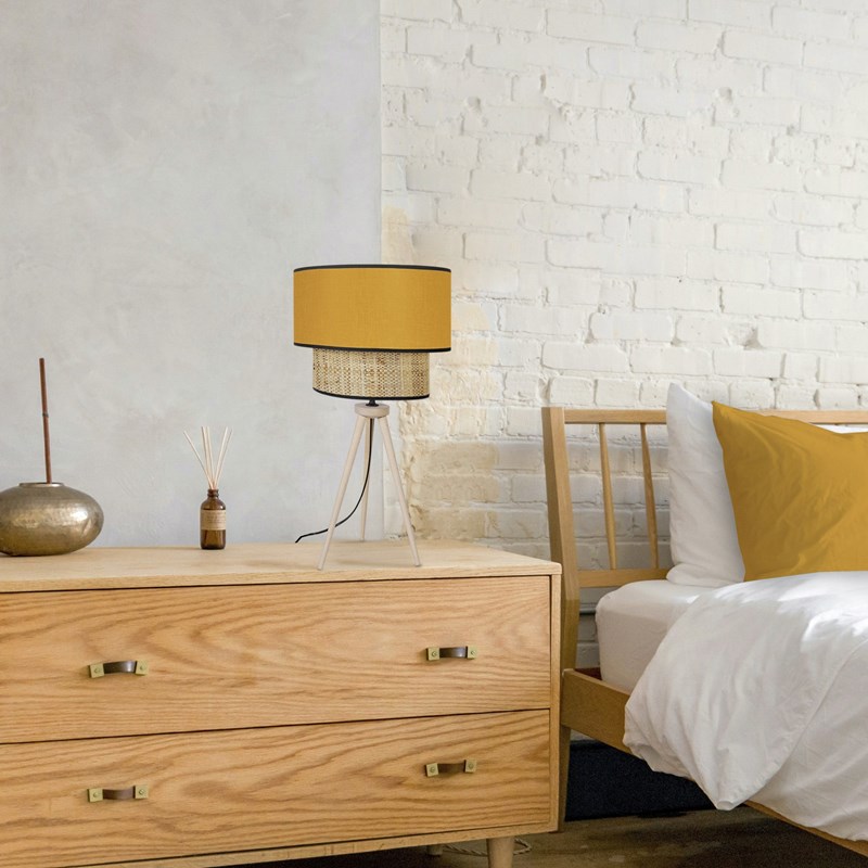 Tosel - Lampe à poser trépied et abj jaune 30cm