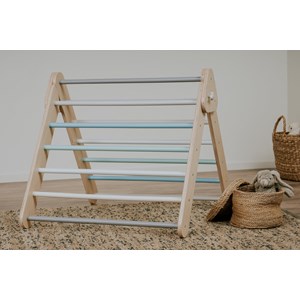 Triangle d’escalade + mur suédois pastel Bleu clair