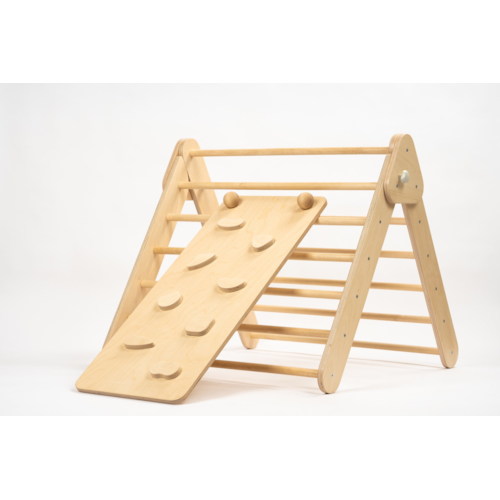 LEG&GO - Ensemble triangle Pikler mur et rampe pour enfant en bois pastel