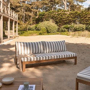 Salon jardin teck massif blanc et taupe