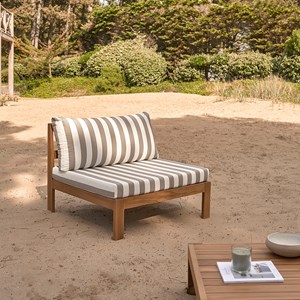 Salon jardin teck massif blanc et taupe