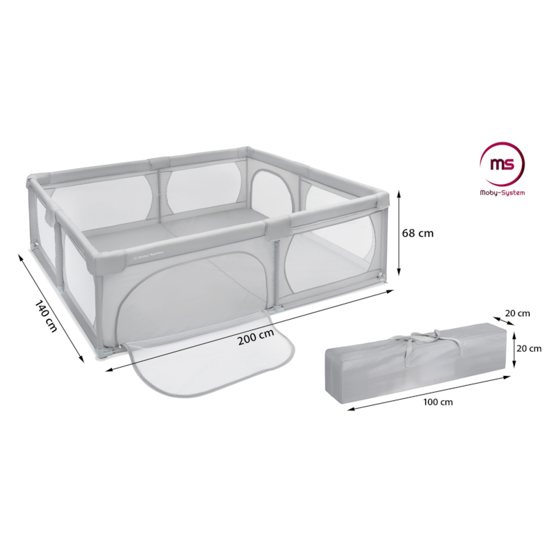 Grand parc pliable bébé 200x140 cm avec sac - aire de jeux sécurisée (Moby System) - Image 3