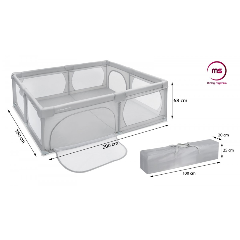 Parc bébé tissu pvc imperméable 200*160 (Moby System) - Image 1