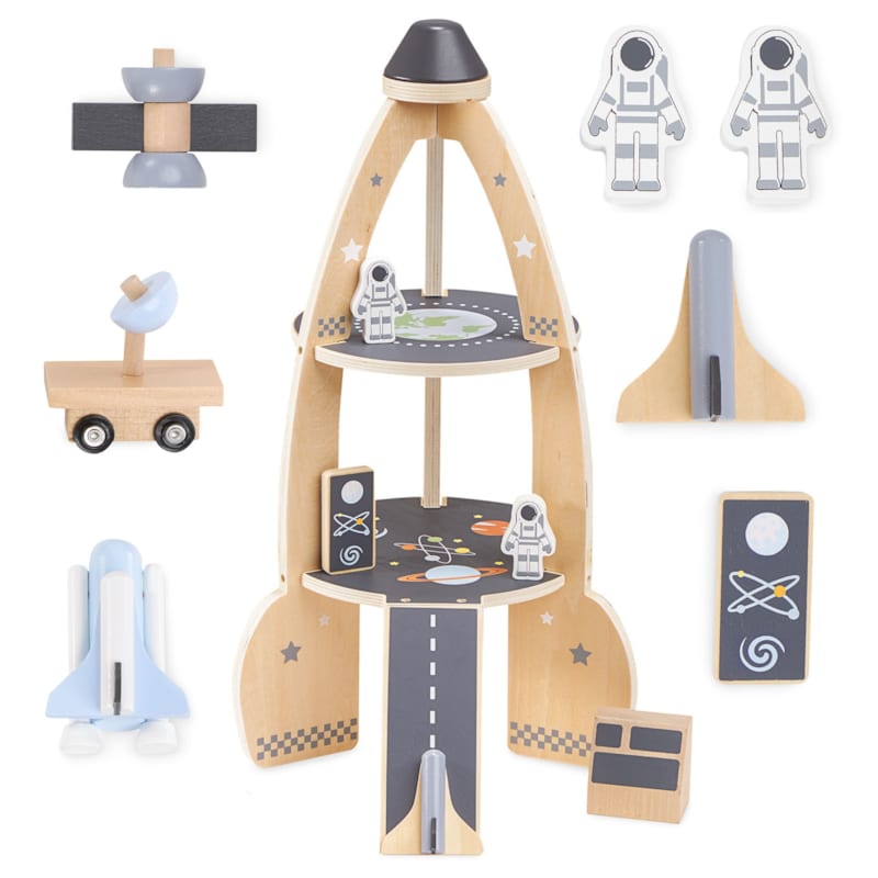 Grande fusée spatiale bois +accessoires (Mamabrum) - Image 1