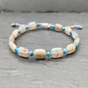 Bracelet stone square labradorite