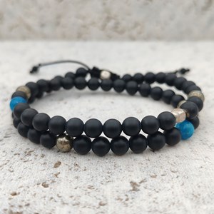 Bracelet stone free double onyx