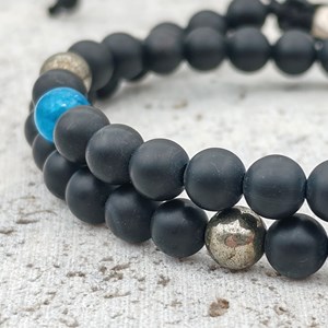 Bracelet stone free double onyx