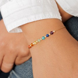 Bracelet nazca 7 chakras goldfilled