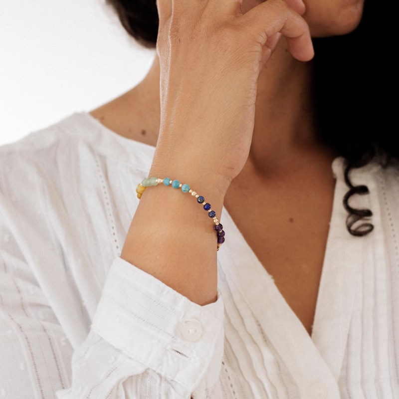 Bracelet rainbow 7 chakras gold filled