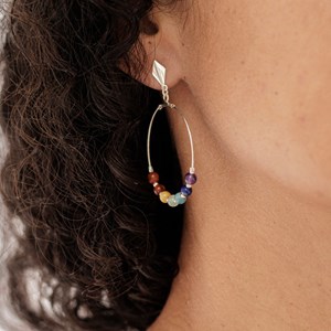 Boucles d'oreilles  7 chakras argent