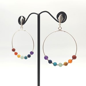 Boucles d'oreilles  7 chakras argent