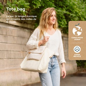Sac à langer tote bag tendance sherpa Blanc