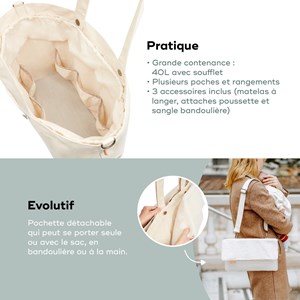 Sac à langer tote bag tendance sherpa Blanc