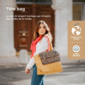 Sac à langer tote bag tendance zebra Orange
