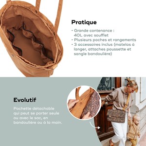 Sac à langer tote bag tendance zebra Orange