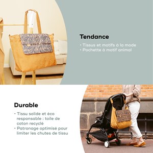 Sac à langer tote bag tendance zebra Orange