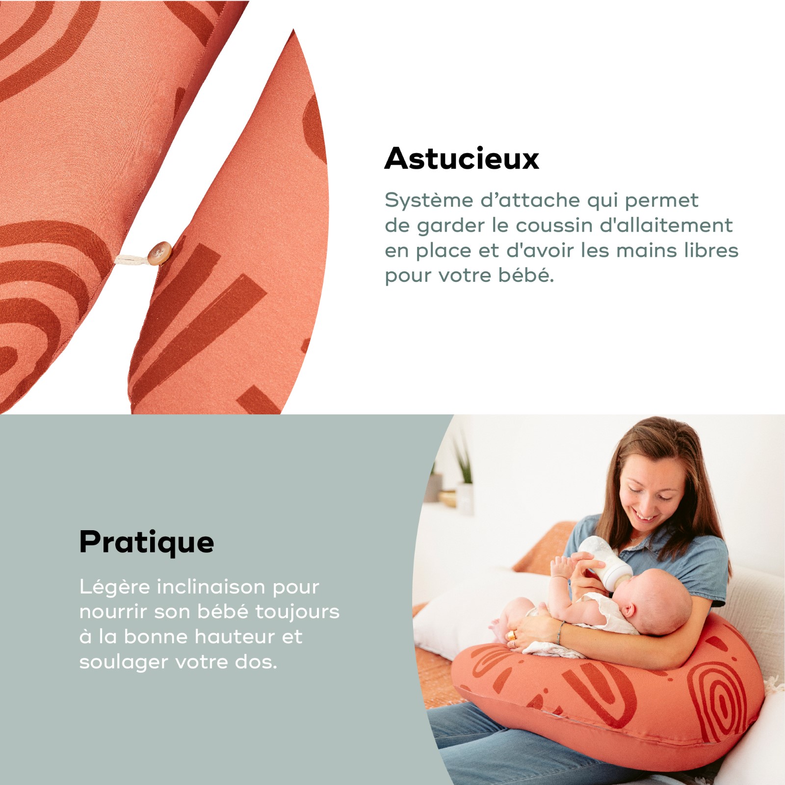 Coussin De Grossesse Pour Dormir Sur Le Côté - 40 X 140 Cm, Marron Clair (nougat), Housse Microfibre Lavable, Rembourrage Polyester