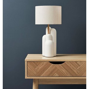 Lampe céramique dune blanc doré