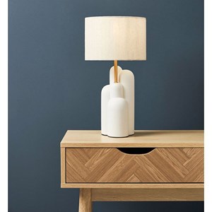 Lampe céramique dune blanc doré