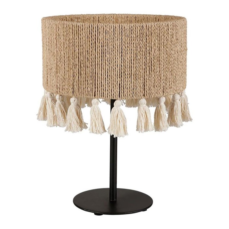 Decoratie - Lampe métal coton charlotte noire beige