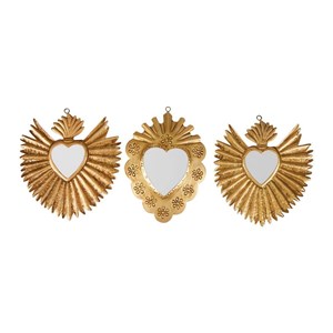 Lot de 3 miroirs métal doré exvoto