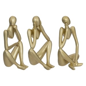 Ensemble de 3 statuettes femme en résine