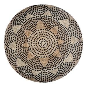 Tapis rond en jute 120 cm living pois