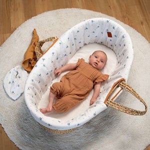 Habillage couffin gaze de coton bleuet