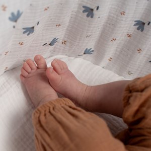 Habillage couffin gaze de coton bleuet