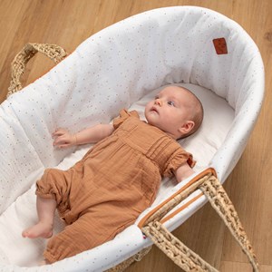 Habillage couffin gaze coton pois dorés