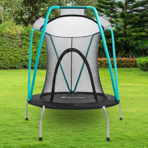 Trampoline Pour Enfants SOFTHOM – 150 Cm, Barre Réglable 3 Hauteurs, Filet 360°, Ventouses, Charge 250 Kg – Avec Accessoires Optionnels (balles, Panier, Hamac)