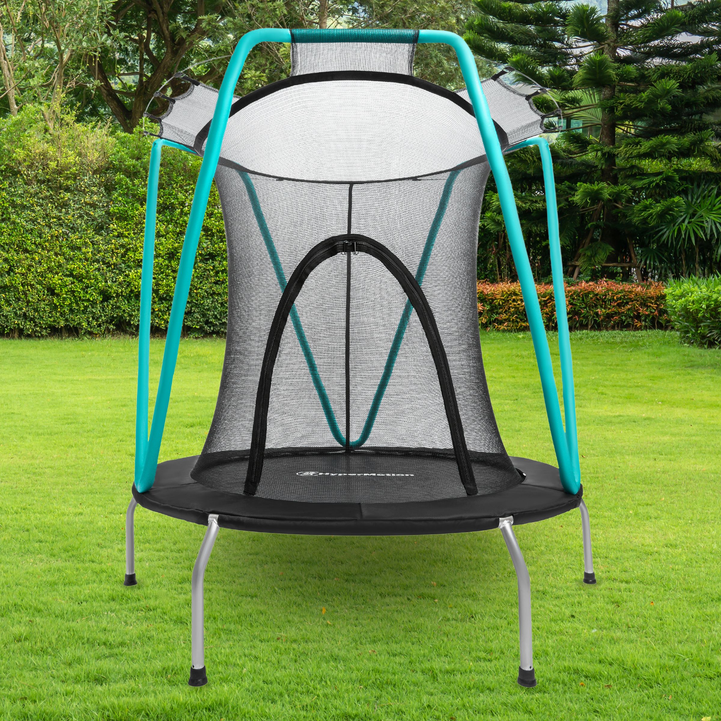 CZCPARY Trampoline Enfant Extérieur/Intérieur - Avec Filet Sécurité, Panier, Barre Et Balançoire