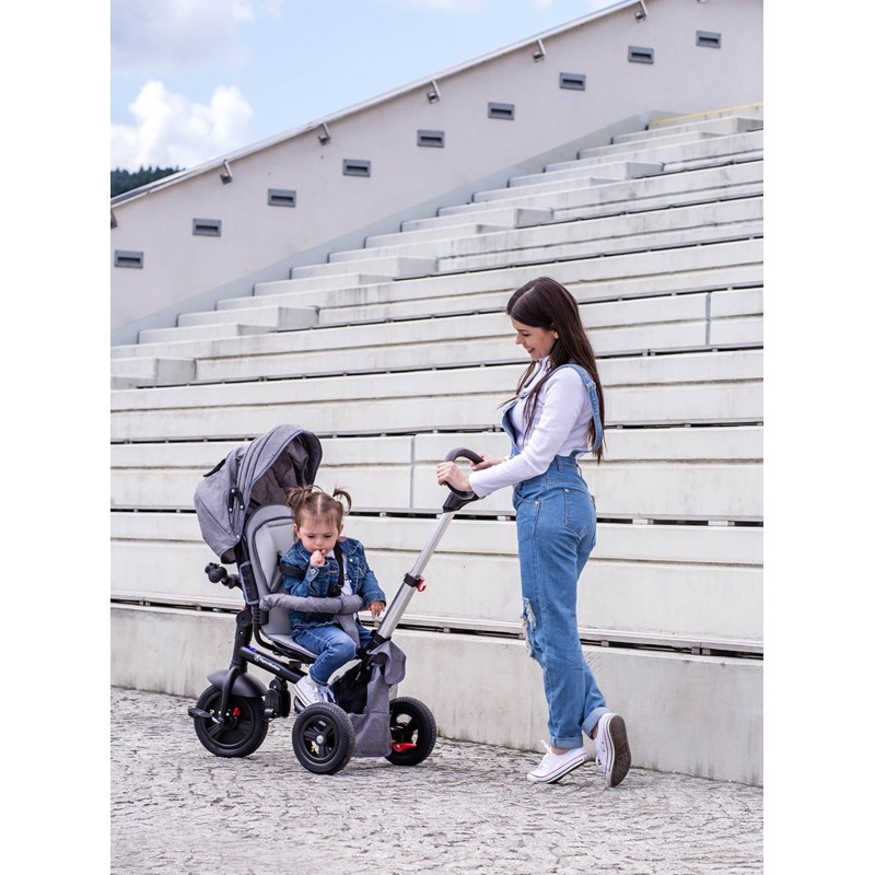 HyperMotion - Tricycle enfant 1-5 ans poussette gris