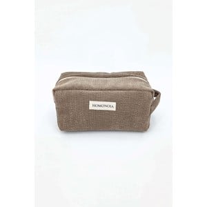 Trousse de toilette en velours taupe