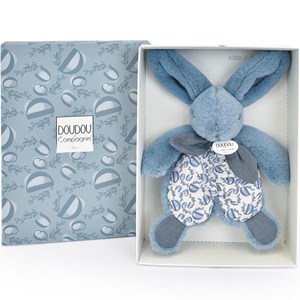 Doudou lapin bleu 18 cm