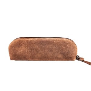 Trousse longue cuir rosy suède