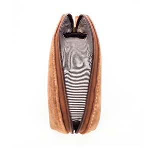 Trousse longue cuir rosy suède