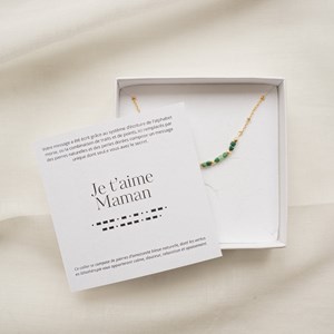 Collier message je t'aime maman - vert