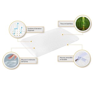 Oreiller enfant + taie en bambou extra