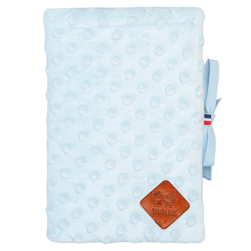 Protege+carnet+de+sante+minky+bleu+17+x