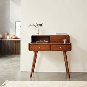 Coiffeuse en mindi massif finition noyer