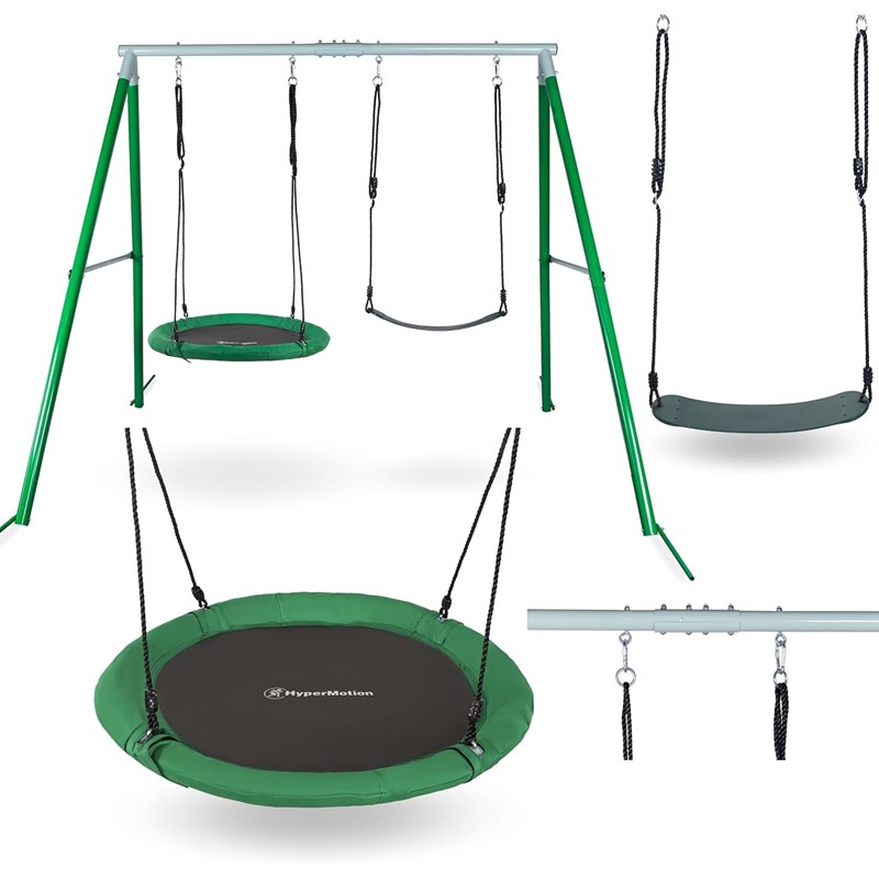HyperMotion - Balançoire enfant double cadre & corde