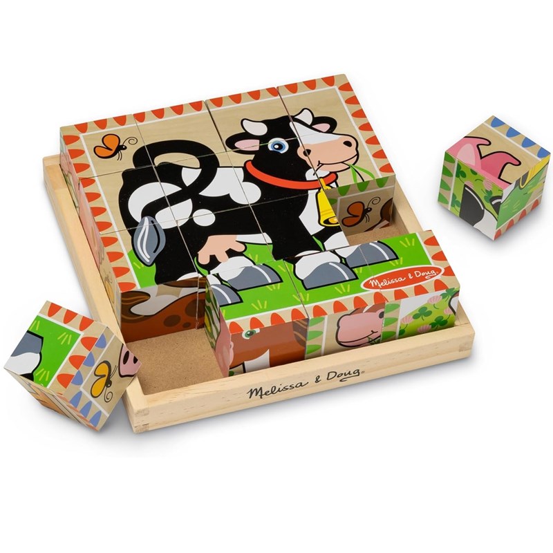 Melissa & Doug - Cubes en bois animaux de la ferme