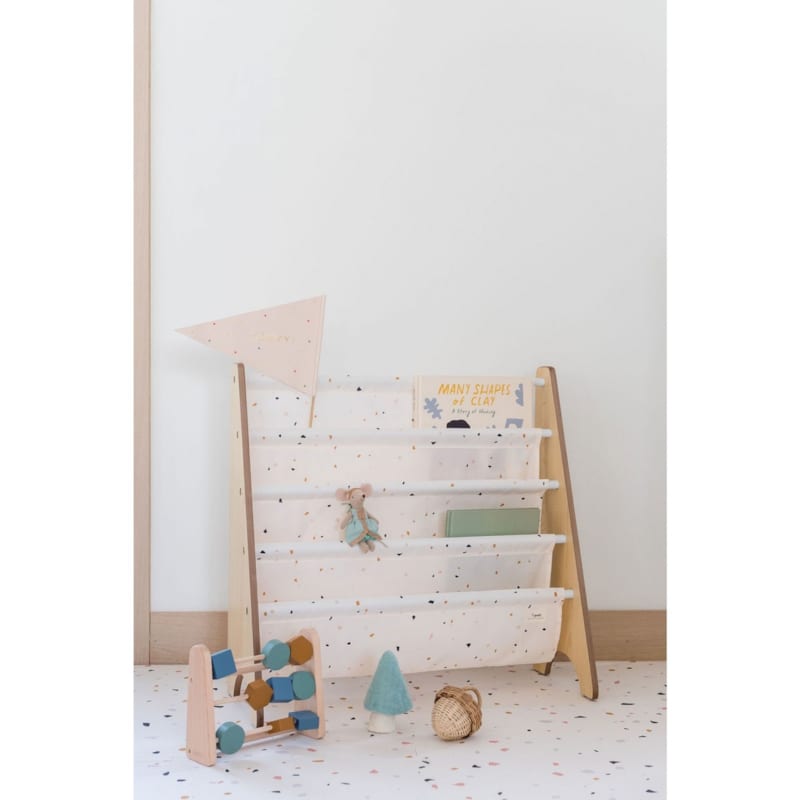 Bibliothèque enfant terrazzo crème (3 sprouts) - Image 1