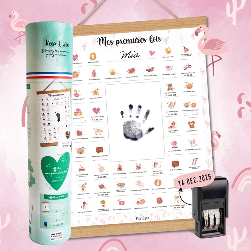 Keep'love - Affiche mes premières fois flamant rose