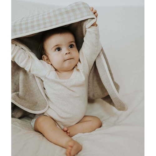 Manufacture des bébés français - Cape de bain vichy galet