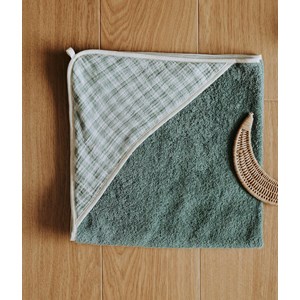 Cape de bain vichy vert de gris